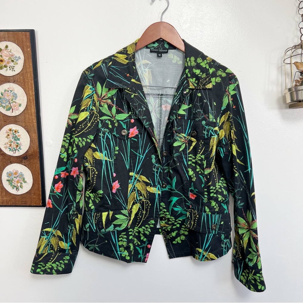 Randy Kemper Herbaceous Print Matching Casual Blazer and Cropped Pants Set - Picture 3 of 13